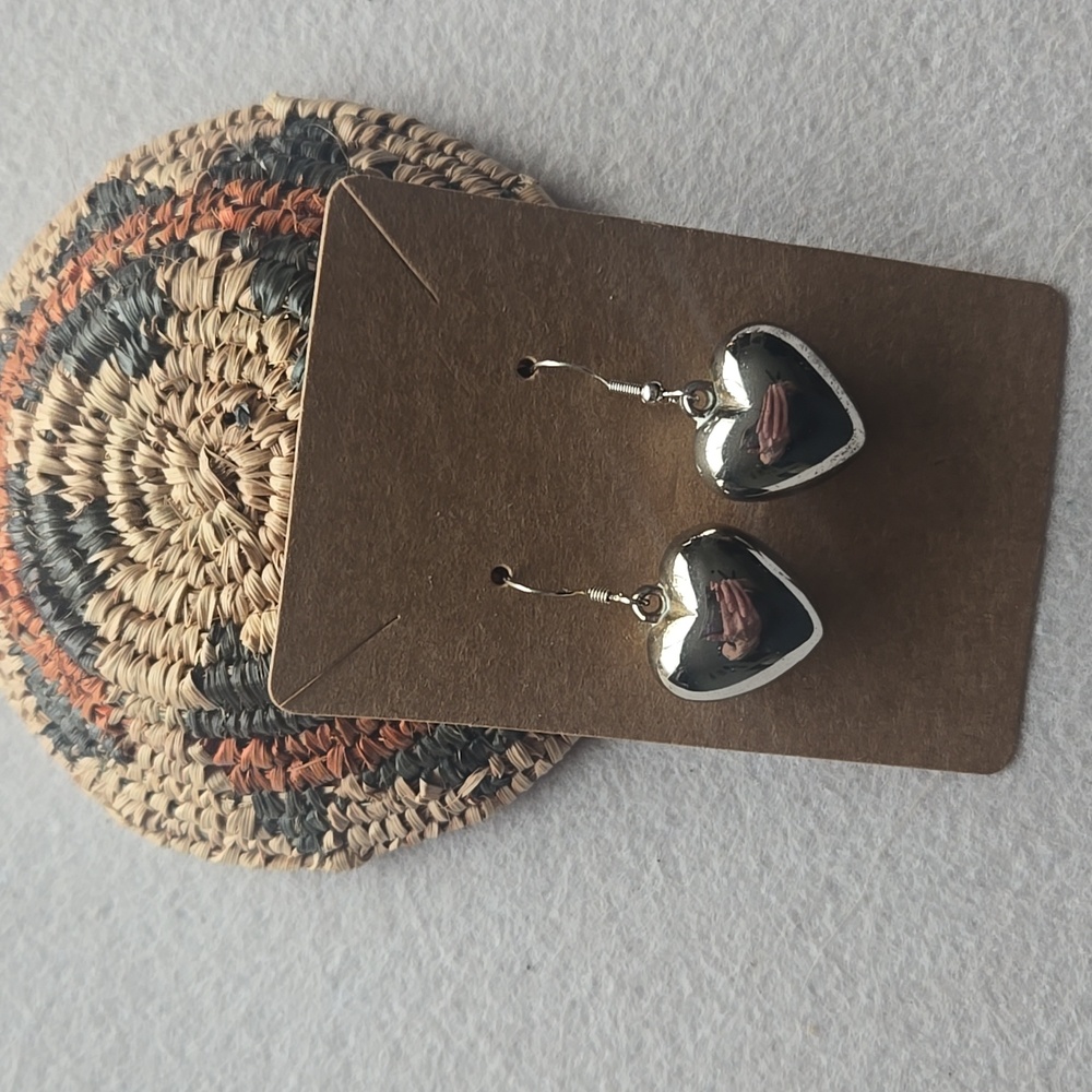 Silver Heart Earrings 1"